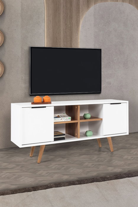 Hanah Home Sina 3318 Soporte para TV Blanco y Nogal